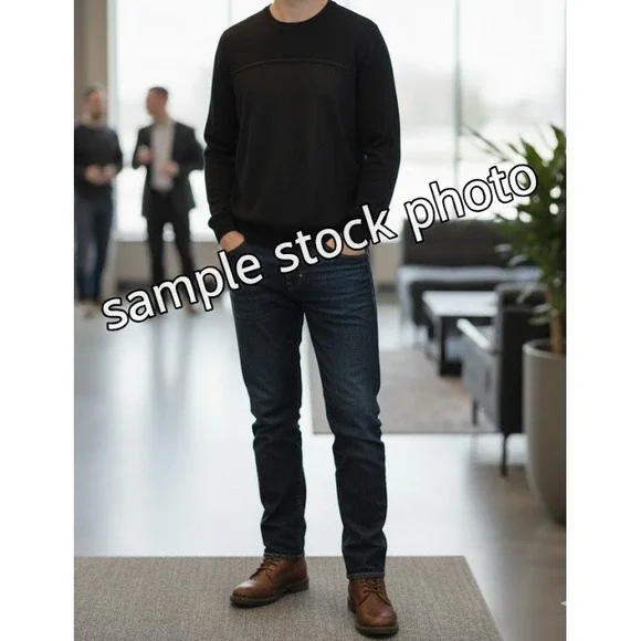 VaBene Men's Black Sweater XL Rayon Cotton Blend Soft Knit Fall Layer EC - Picture 5 of 5